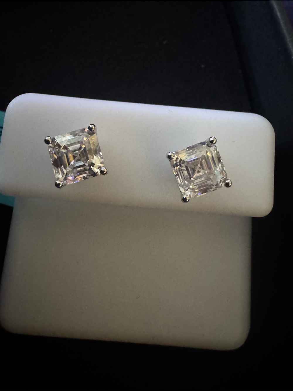 2.42 CTW Moissanite Asscher Cut Stud Earrings VVSD 925 Sterling Silver New